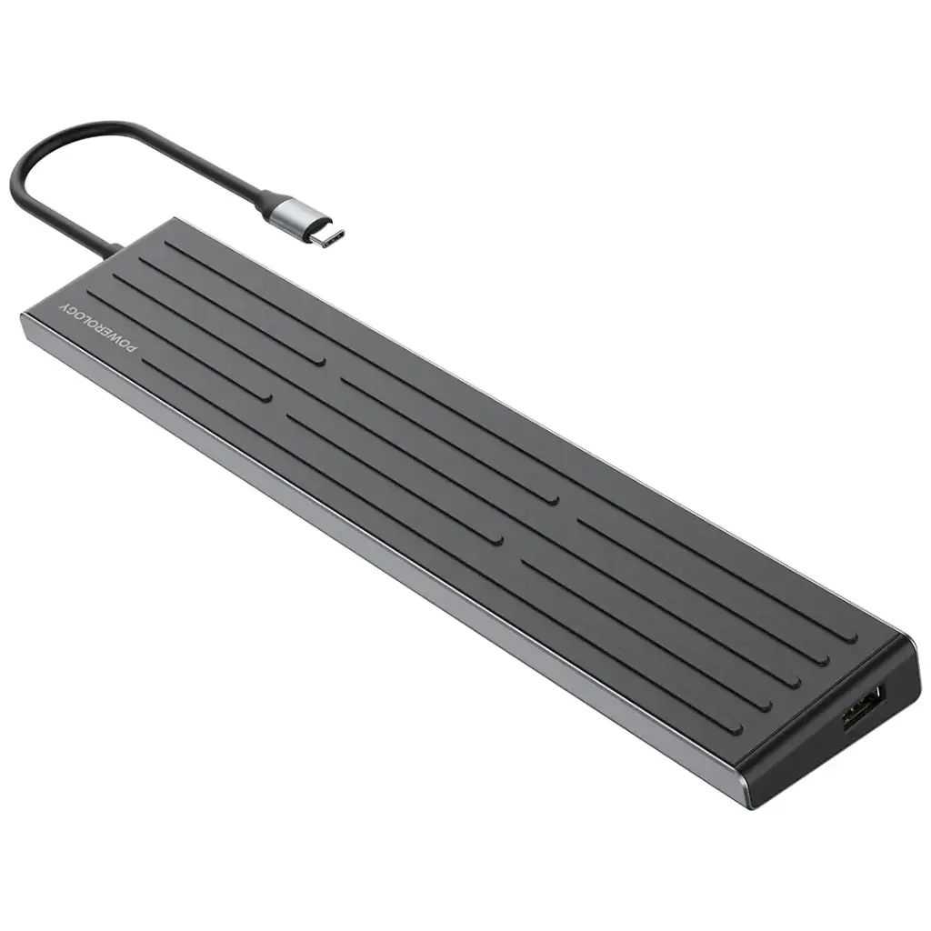 Powerology Nexis 13-in-1 Multi-Display USB-C Hub & Laptop Stand - Blac